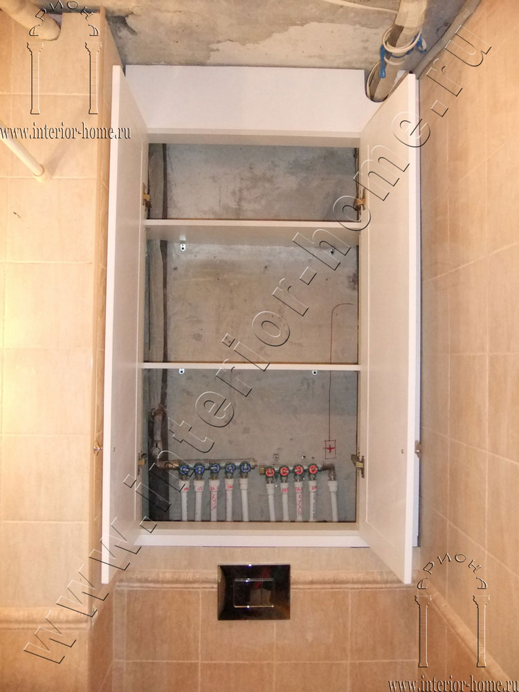 сантехнические шкафы в туалет из МДФ крашенный под RAL фото